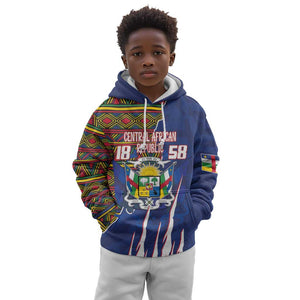 Personalized Central African Republic Coat Of Arms Kid Hoodie Kente Pattern