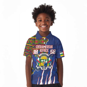 Personalized Central African Republic Coat Of Arms Kid Polo Shirt Kente Pattern