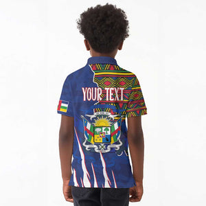 Personalized Central African Republic Coat Of Arms Kid Polo Shirt Kente Pattern