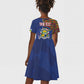 Personalized Central African Republic Coat Of Arms Kid Short Sleeve Dress Kente Pattern