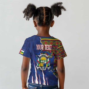 Personalized Central African Republic Coat Of Arms Kid T shirt Kente Pattern