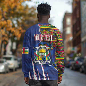 Personalized Central African Republic Coat Of Arms Long Sleeve Shirt Kente Pattern