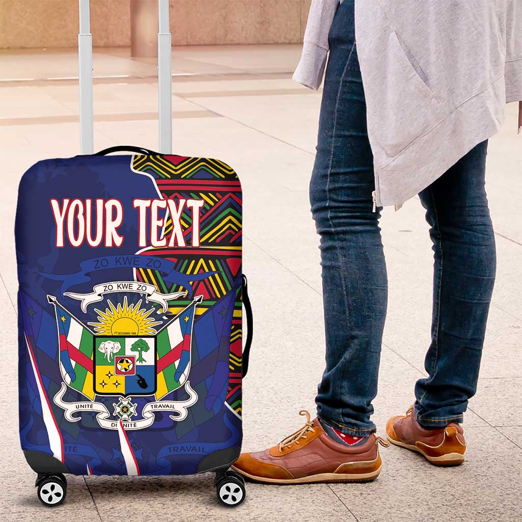 Personalized Central African Republic Coat Of Arms Luggage Cover Kente Pattern