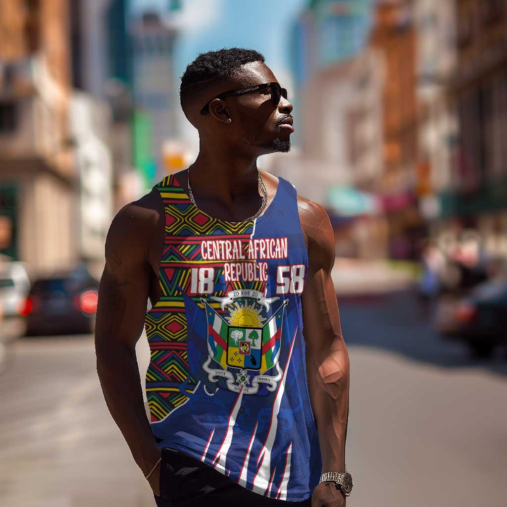 Personalized Central African Republic Coat Of Arms Men Tank Top Kente Pattern