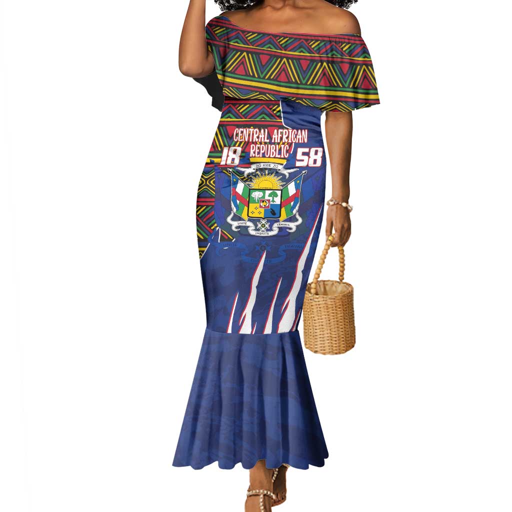 Personalized Central African Republic Coat Of Arms Mermaid Dress Kente Pattern