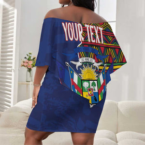 Personalized Central African Republic Coat Of Arms Off Shoulder Short Dress Kente Pattern