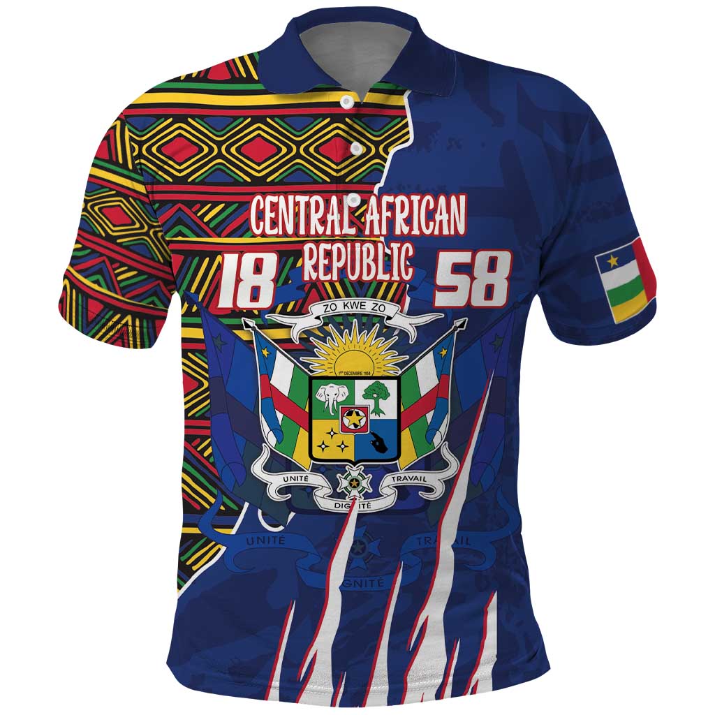 Personalized Central African Republic Coat Of Arms Polo Shirt Kente Pattern