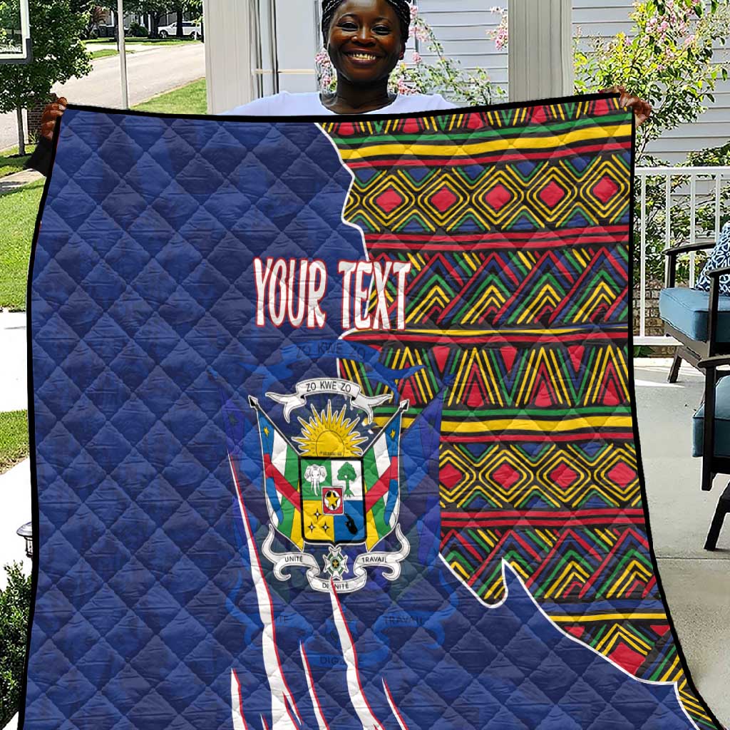 Personalized Central African Republic Coat Of Arms Quilt Kente Pattern