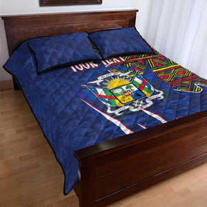 Personalized Central African Republic Coat Of Arms Quilt Bed Set Kente Pattern