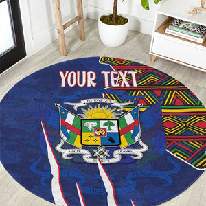 Personalized Central African Republic Coat Of Arms Round Carpet Kente Pattern