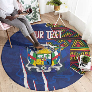 Personalized Central African Republic Coat Of Arms Round Carpet Kente Pattern