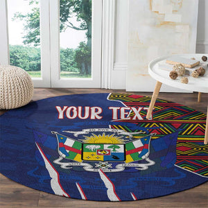 Personalized Central African Republic Coat Of Arms Round Carpet Kente Pattern