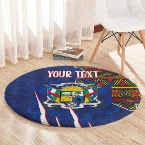 Personalized Central African Republic Coat Of Arms Round Carpet Kente Pattern