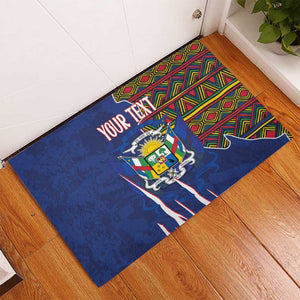 Personalized Central African Republic Coat Of Arms Rubber Doormat Kente Pattern