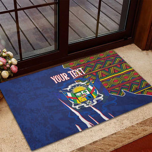 Personalized Central African Republic Coat Of Arms Rubber Doormat Kente Pattern