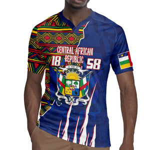 Personalized Central African Republic Coat Of Arms Rugby Jersey Kente Pattern