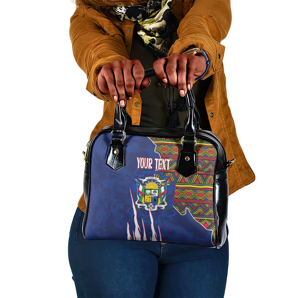 Personalized Central African Republic Coat Of Arms Shoulder Handbag Kente Pattern