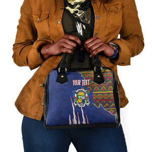 Personalized Central African Republic Coat Of Arms Shoulder Handbag Kente Pattern