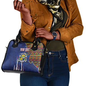 Personalized Central African Republic Coat Of Arms Shoulder Handbag Kente Pattern