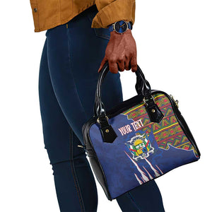 Personalized Central African Republic Coat Of Arms Shoulder Handbag Kente Pattern