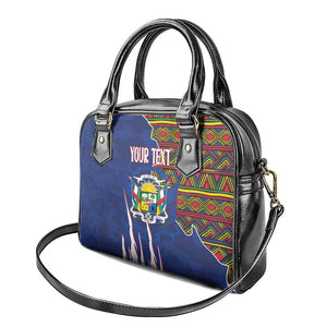 Personalized Central African Republic Coat Of Arms Shoulder Handbag Kente Pattern