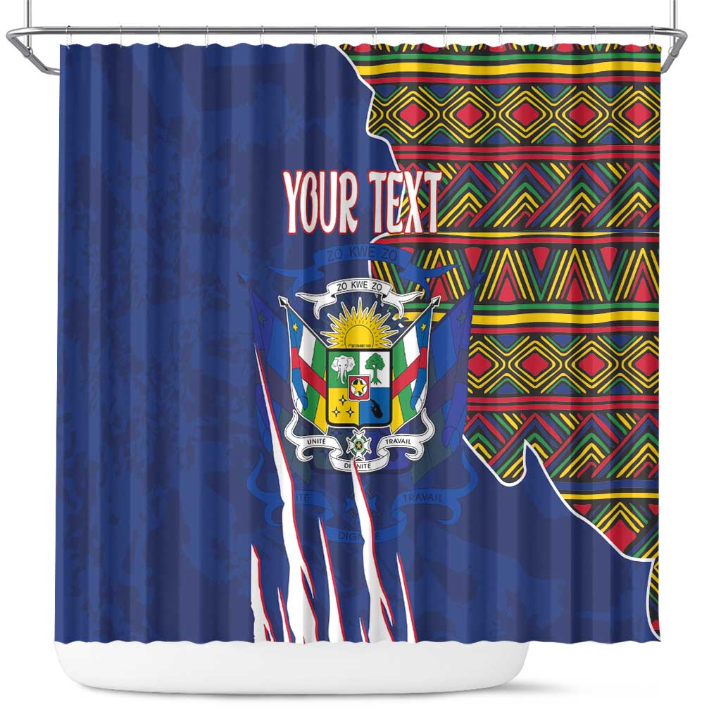 Personalized Central African Republic Coat Of Arms Shower Curtain Kente Pattern