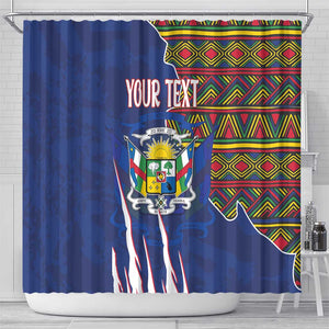 Personalized Central African Republic Coat Of Arms Shower Curtain Kente Pattern