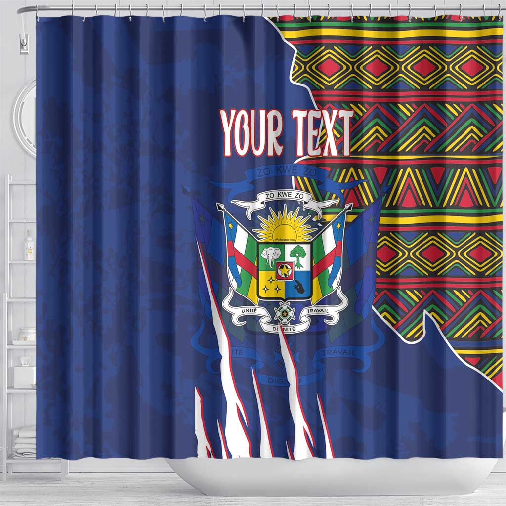 Personalized Central African Republic Coat Of Arms Shower Curtain Kente Pattern