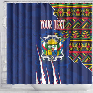 Personalized Central African Republic Coat Of Arms Shower Curtain Kente Pattern