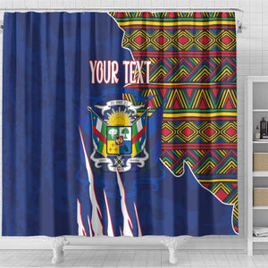 Personalized Central African Republic Coat Of Arms Shower Curtain Kente Pattern