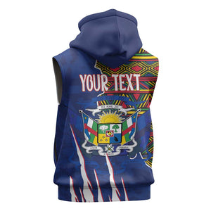 Personalized Central African Republic Coat Of Arms Sleeveless Zip Hoodie Kente Pattern - African Pride