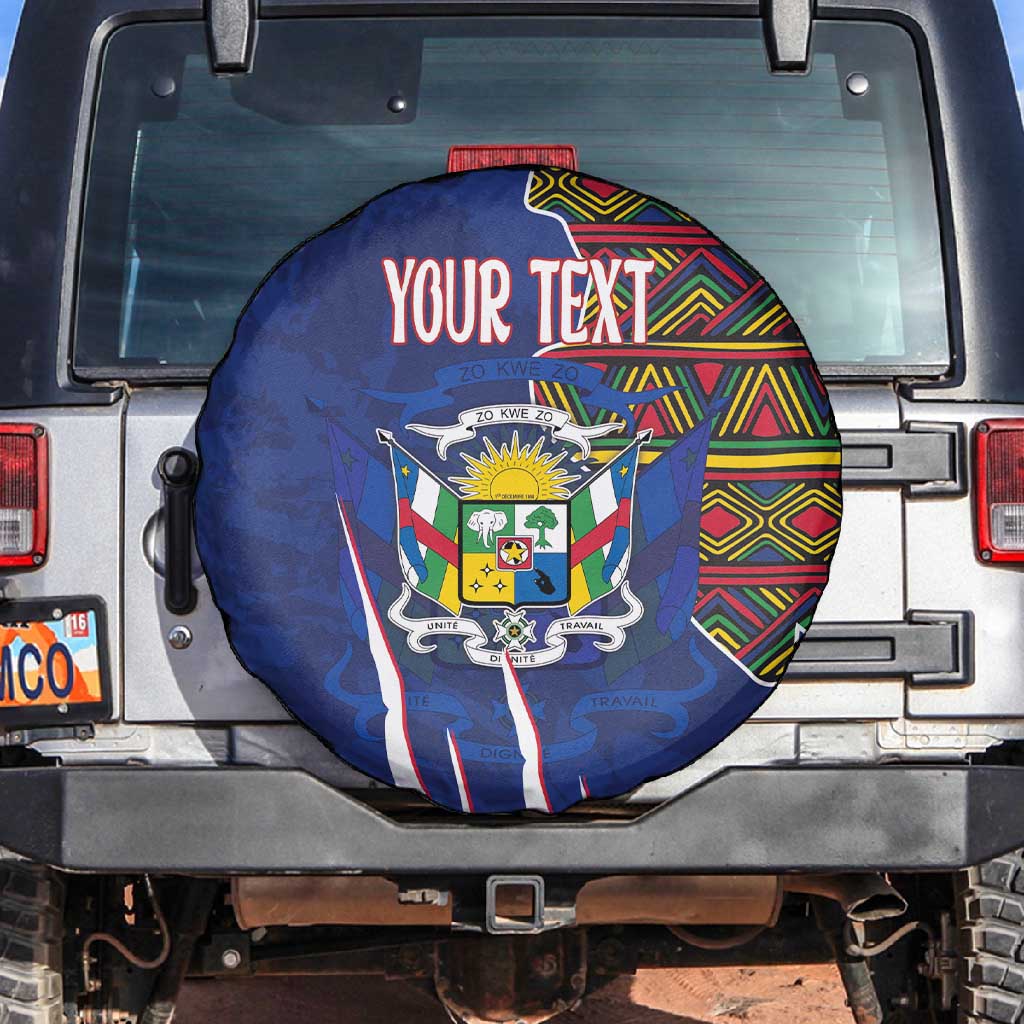 Personalized Central African Republic Coat Of Arms Spare Tire Cover Kente Pattern