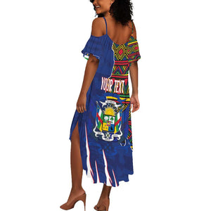 Personalized Central African Republic Coat Of Arms Summer Maxi Dress Kente Pattern