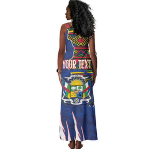 Personalized Central African Republic Coat Of Arms Tank Maxi Dress Kente Pattern