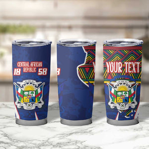 Personalized Central African Republic Coat Of Arms Tumbler Cup Kente Pattern