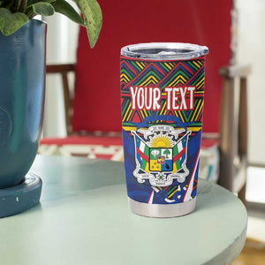 Personalized Central African Republic Coat Of Arms Tumbler Cup Kente Pattern