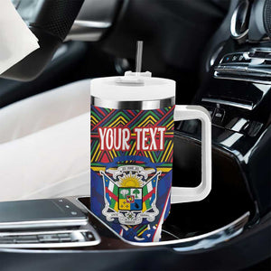 Personalized Central African Republic Coat Of Arms Tumbler With Handle Kente Pattern