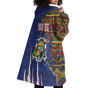 Personalized Central African Republic Coat Of Arms Wearable Blanket Hoodie Kente Pattern