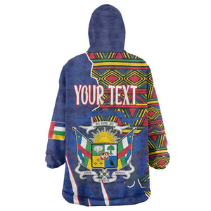 Personalized Central African Republic Coat Of Arms Wearable Blanket Hoodie Kente Pattern