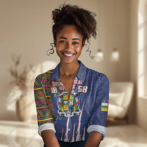 Personalized Central African Republic Coat Of Arms Women Casual Shirt Kente Pattern