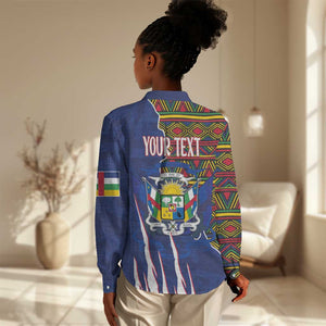 Personalized Central African Republic Coat Of Arms Women Casual Shirt Kente Pattern