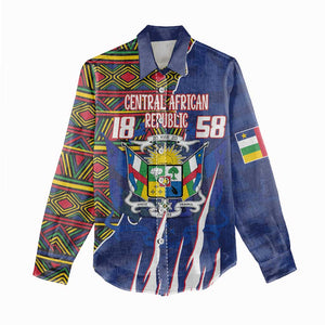 Personalized Central African Republic Coat Of Arms Women Casual Shirt Kente Pattern