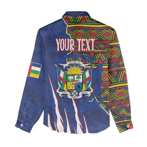 Personalized Central African Republic Coat Of Arms Women Casual Shirt Kente Pattern