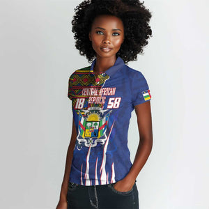 Personalized Central African Republic Coat Of Arms Women Polo Shirt Kente Pattern