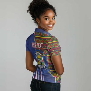 Personalized Central African Republic Coat Of Arms Women Polo Shirt Kente Pattern