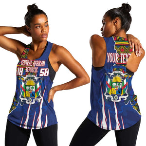 Personalized Central African Republic Coat Of Arms Women Racerback Tank Kente Pattern