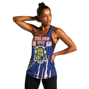 Personalized Central African Republic Coat Of Arms Women Racerback Tank Kente Pattern