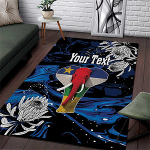 Personalized Central African Republic Area Rug Elephant With King Protea