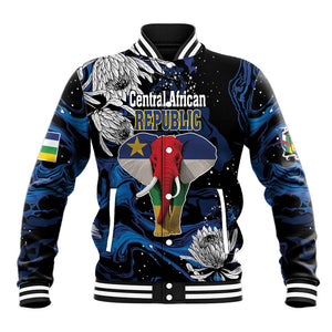 Personalized Central African Republic Baseball Jacket Elephant With King Protea