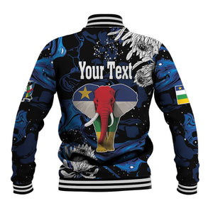 Personalized Central African Republic Baseball Jacket Elephant With King Protea